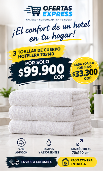 3 Toallas De Cuerpo hotelera 70x140