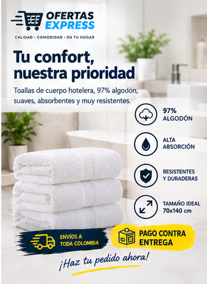 3 Toallas De Cuerpo hotelera 70x140